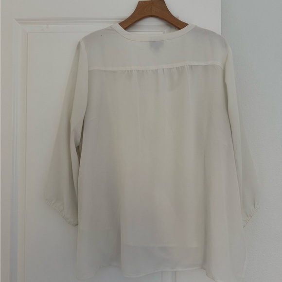 J Jill women’s ivory long sleeve draped wrap blouse shirt top size large - Picture 4 of 5